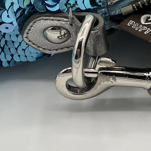Limited Edition Coach Poppy 16303 Turquoise Sequin Bag w/ Silver Strap - Picture 15 of 16